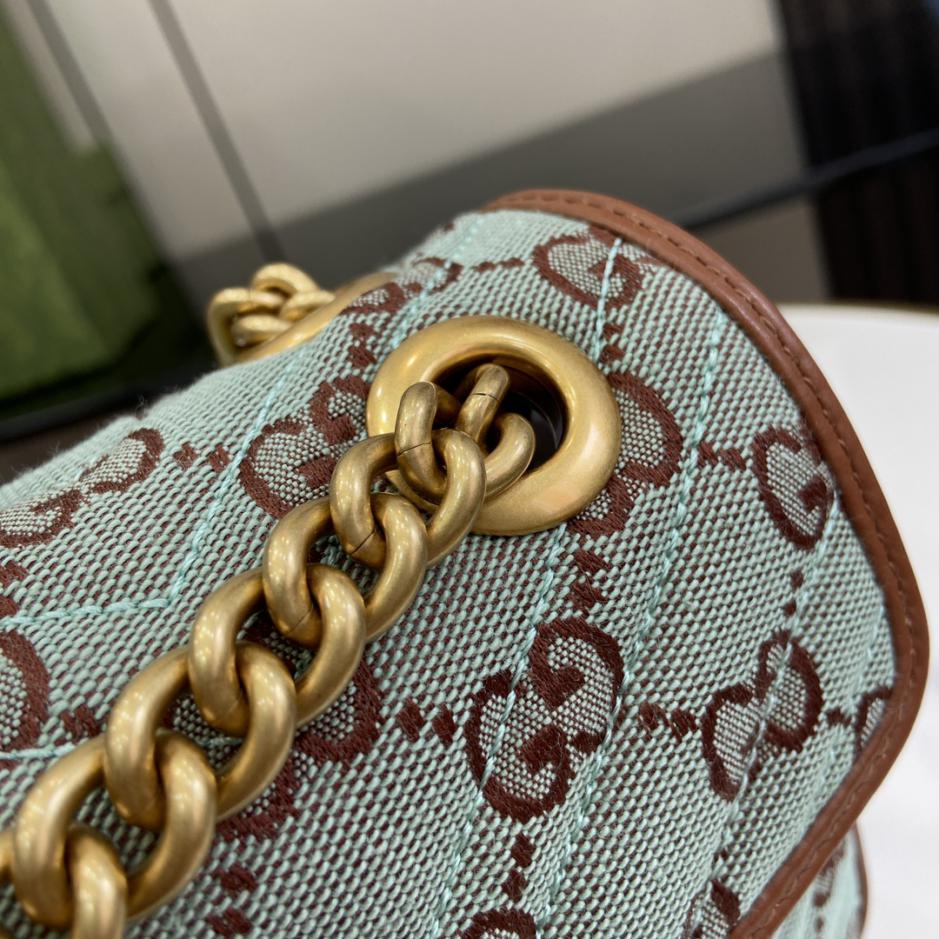 Borsa a tracolla piccola in denim Gucci GG Marmont