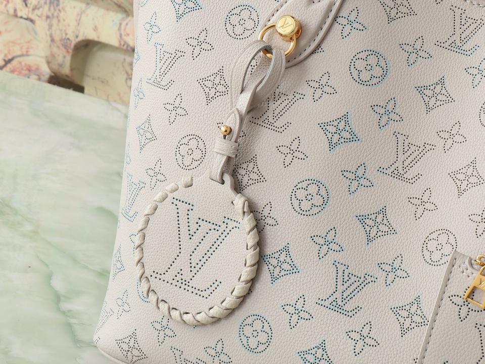 Louis Vuitton top borsa shopping media in pelle bianca piena Borsa tote media Blossom (FCC4)
