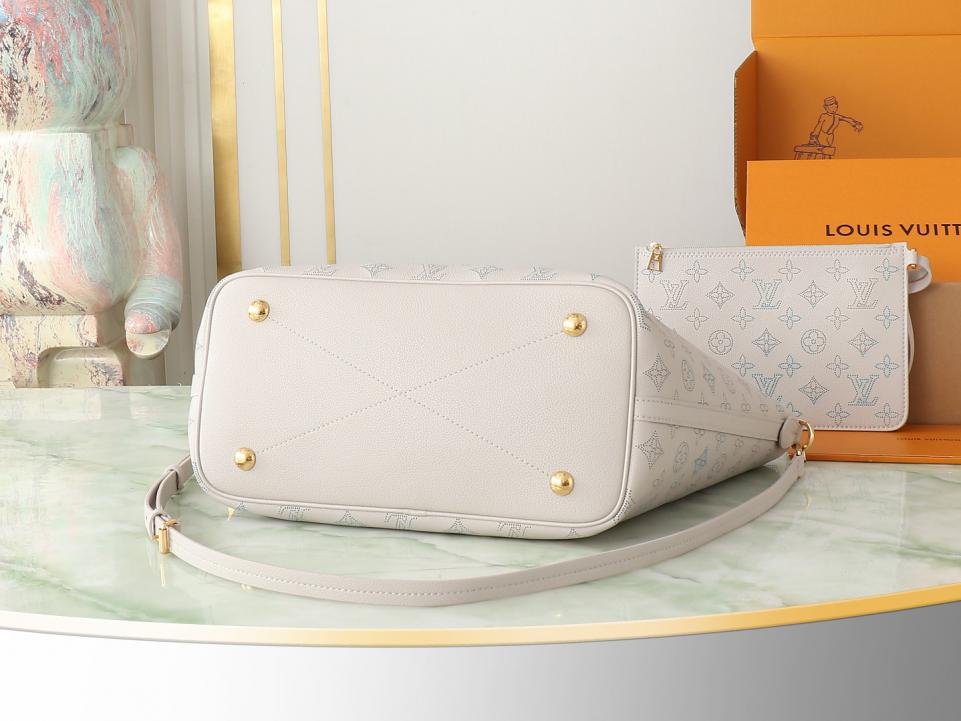 Louis Vuitton top borsa shopping media in pelle bianca piena Borsa tote media Blossom (FCC4)