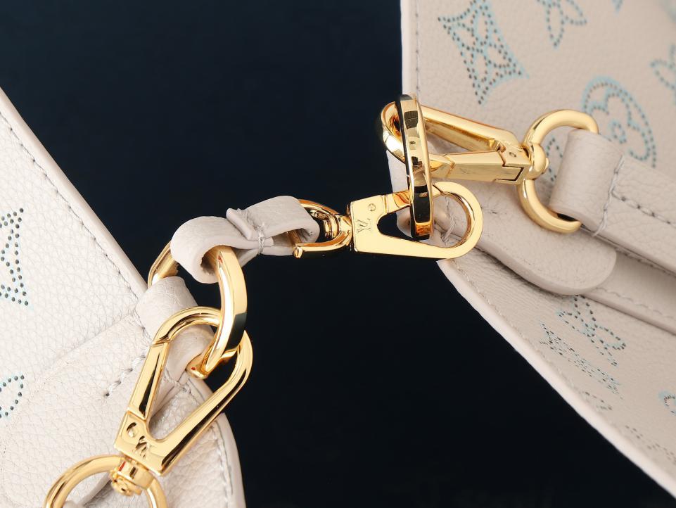 Louis Vuitton top borsa shopping media in pelle bianca piena Borsa tote media Blossom (FCC4)