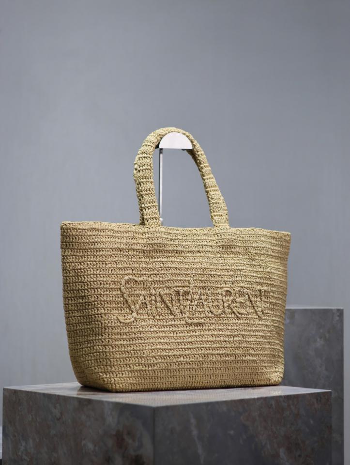 Borsa tote intrecciata, semplice e alla moda, borsa tote per la spesa, design con lettere intrecciate a mano