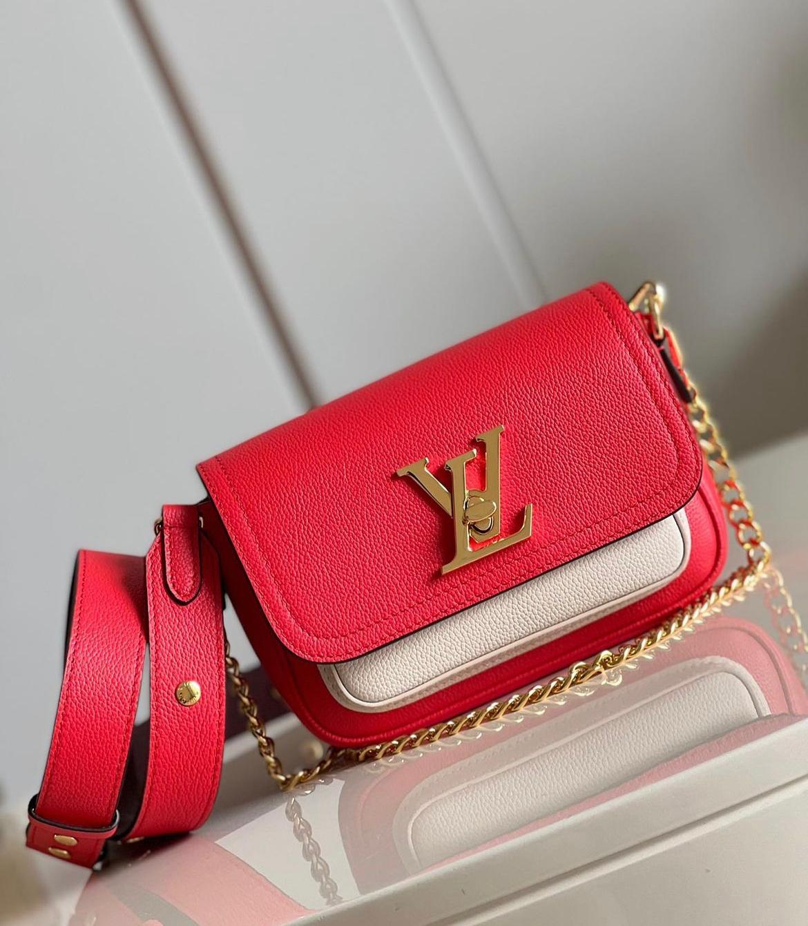 Borsa Messenger Compatta - Pelle Monogram Empreinte Rossa