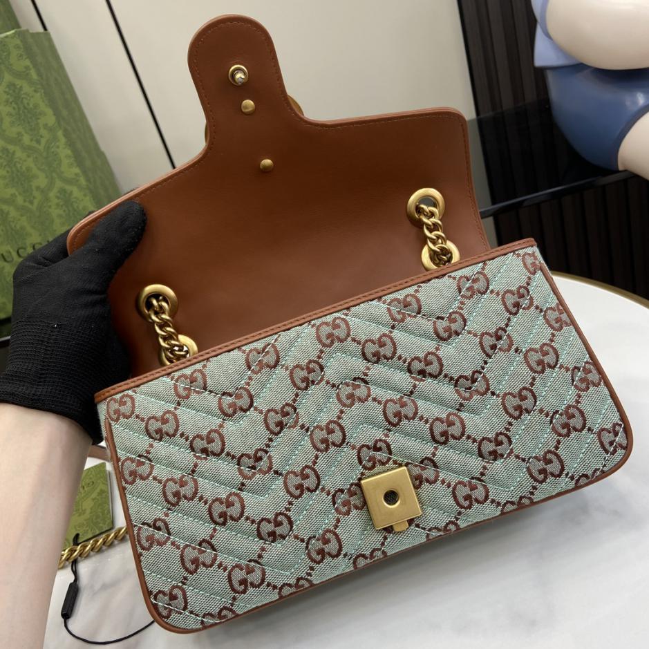 Borsa a tracolla piccola in denim Gucci GG Marmont