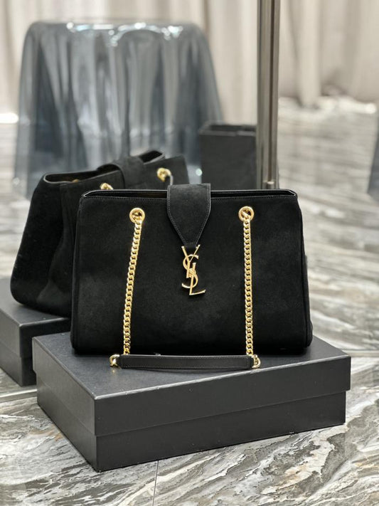 SAINT LAURENT [Suede Black] Borsa tote grande in pelle scamosciata