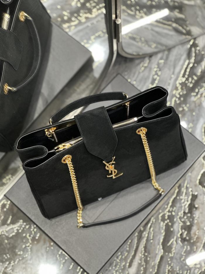 SAINT LAURENT [Suede Black] Borsa tote grande in pelle scamosciata