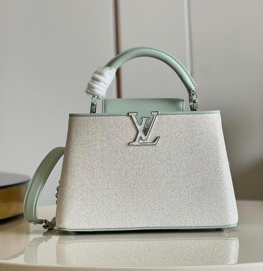 Borsa Messenger Compatta - Pelle Monogram Empreinte Perla